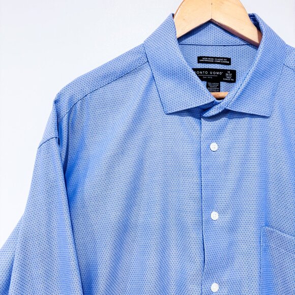 PRONTO UOMO Light Blue Patterned Button-Up Shirt | Men’s XL * - Picture 2 of 8